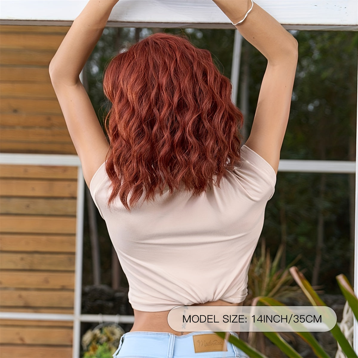35 56 Cm Short Bob Wavy Curly Hair Wigs with Bangs for Women Girls Synthetic