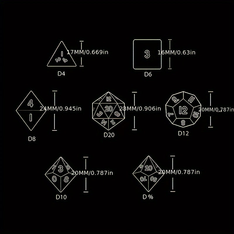 7-Piece Flash Dice Set for RPG COC Tabletop Games