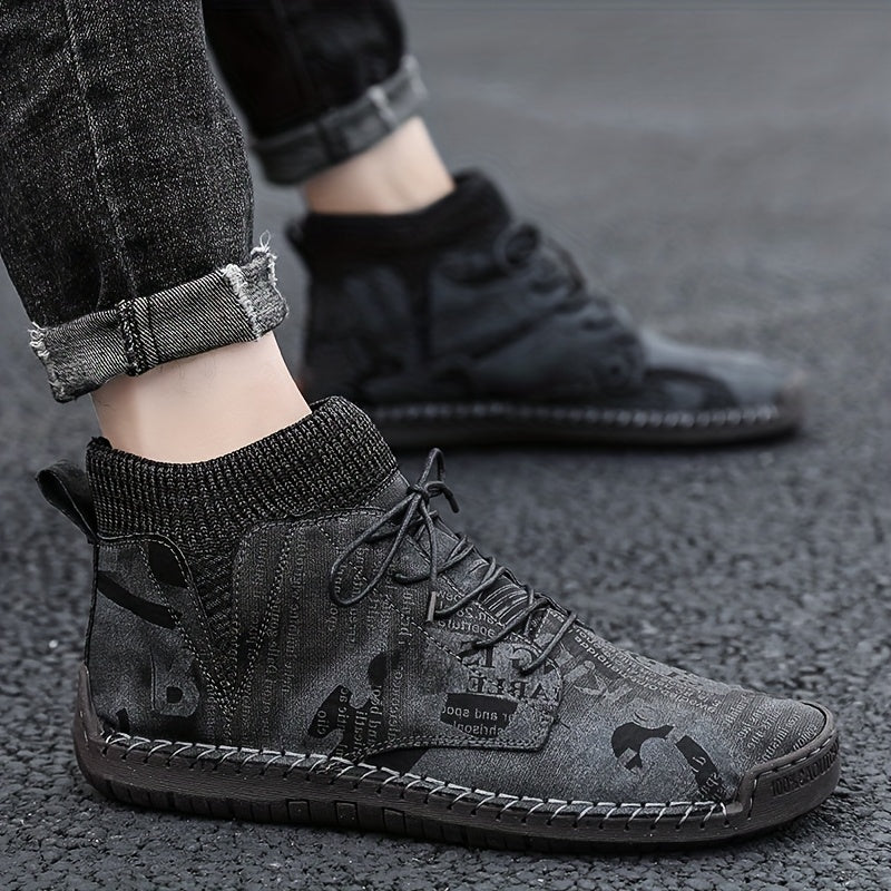 Men's Faux Leather Ankle Top Boots for Climbing Trekking