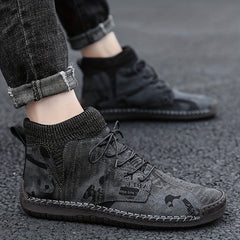Men's Faux Leather Ankle Top Boots for Climbing Trekking