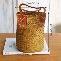 Natural Woven Seagrass Tote Belly Basket for Home Organize