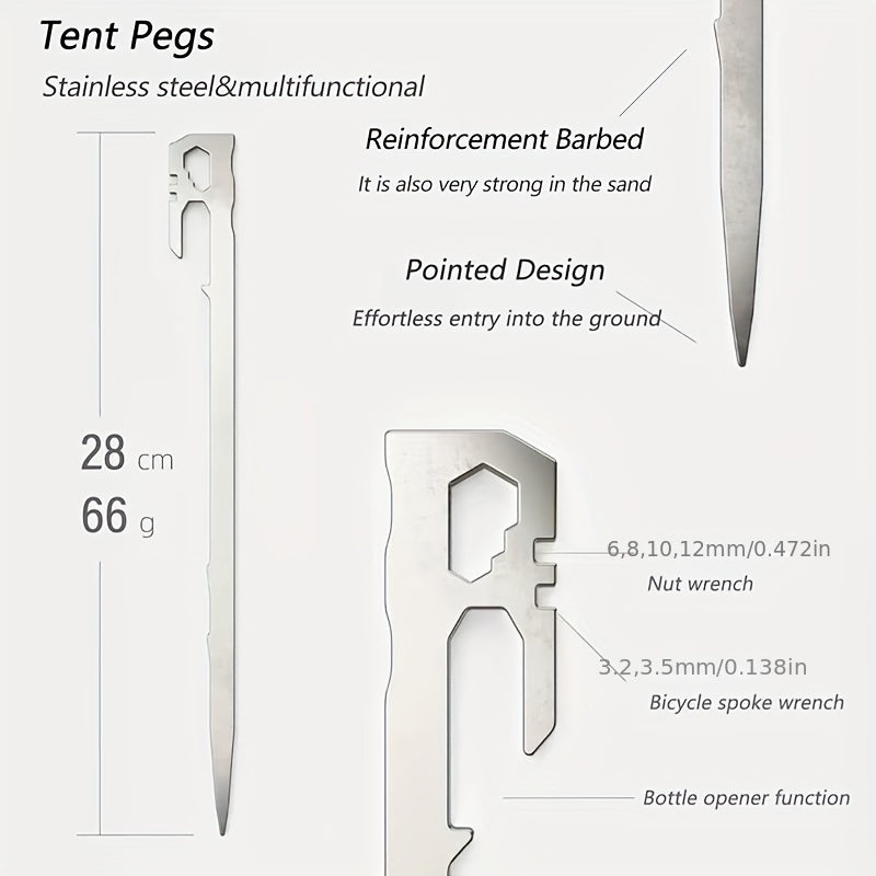 6pcs Stainless Steel Tent Stakes for Climbing Camping Picnic