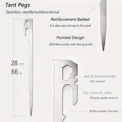6pcs Stainless Steel Tent Stakes for Climbing Camping Picnic