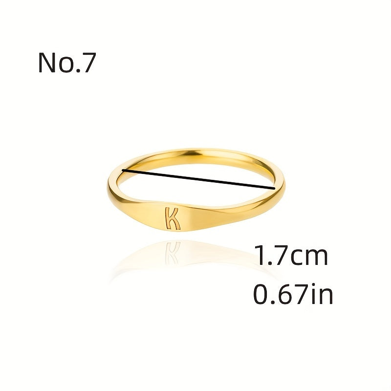 Golden & Platinum Stainless Steel Men's 26 Letters Carved Ring