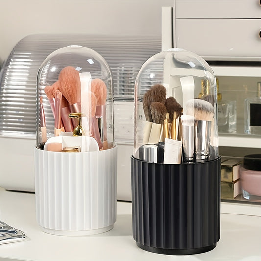 360 Degree Makeup Brush Storage Box PET PP Dustproof Vanity Lipstick Shelf