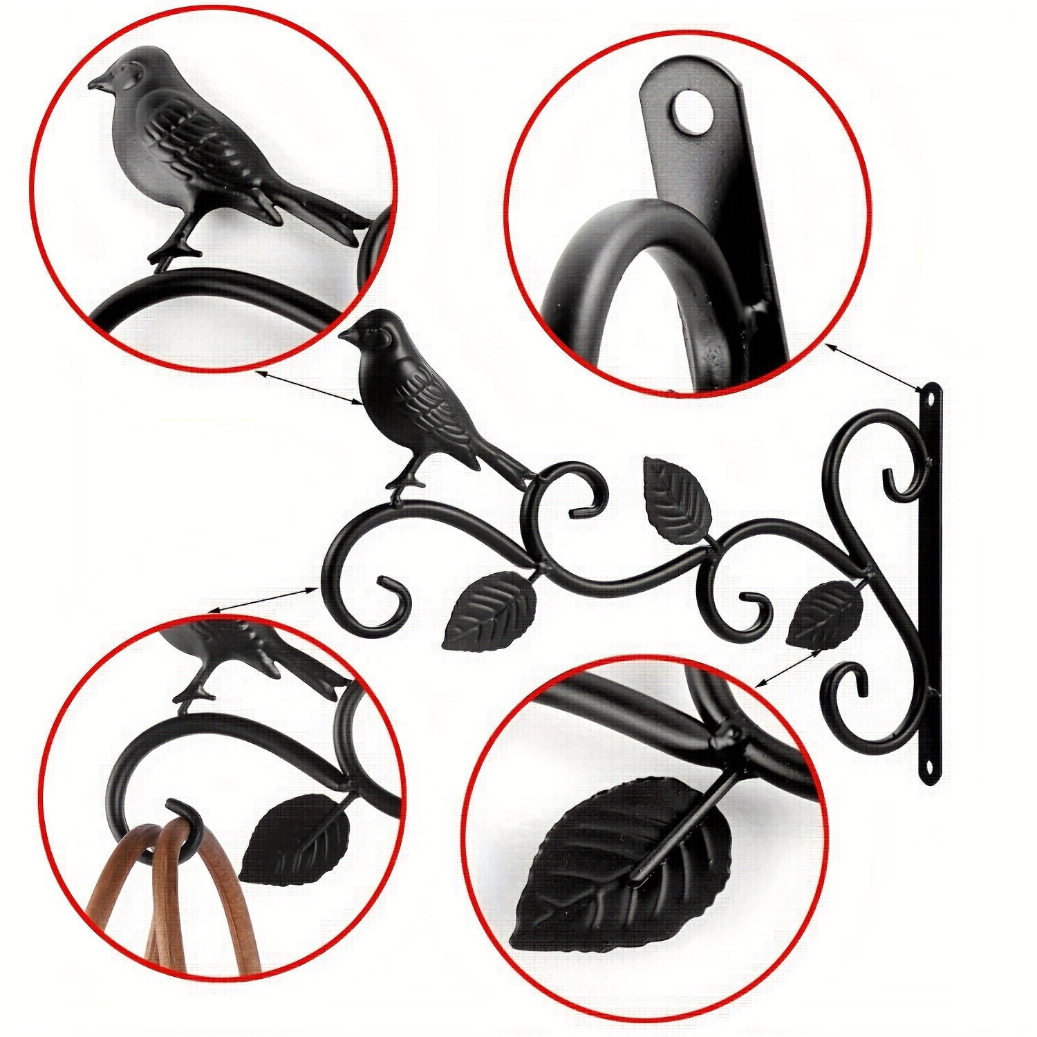 Metal Bird Flowerpot Hanging Bracket 30 48 Cm - Indoor/Outdoor Decor