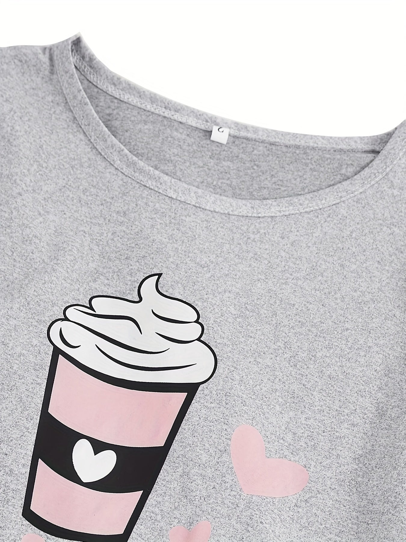 Ice Cream & Plaid Pajama Set Short Sleeve Crew Neck Top & Pants