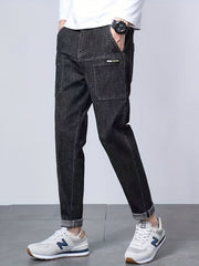 Men's Casual Denim Harem Pants with Pockets