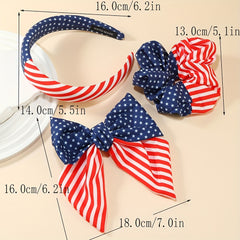 American Flag Hair Accessories Head Hoop Sweet Bow Clip Striped Star Scrunchies