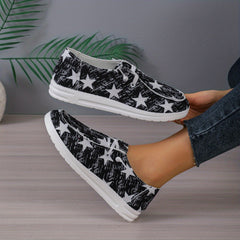 Women's Stars Pattern Flat Loafers Lace Up Lightweight Comfy Shoes