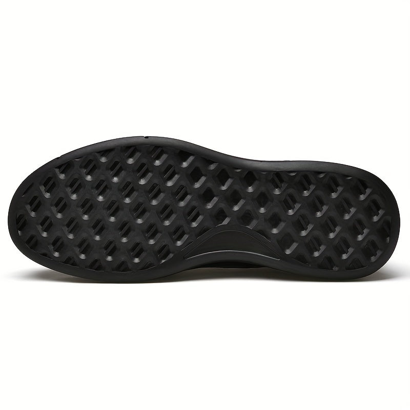 Men's No Tie Leather Loafers Warm Slip-On Shoes