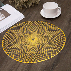 6pcs Round Bronzing Placemats Hollow Out Washable Anti-slip Table Mats