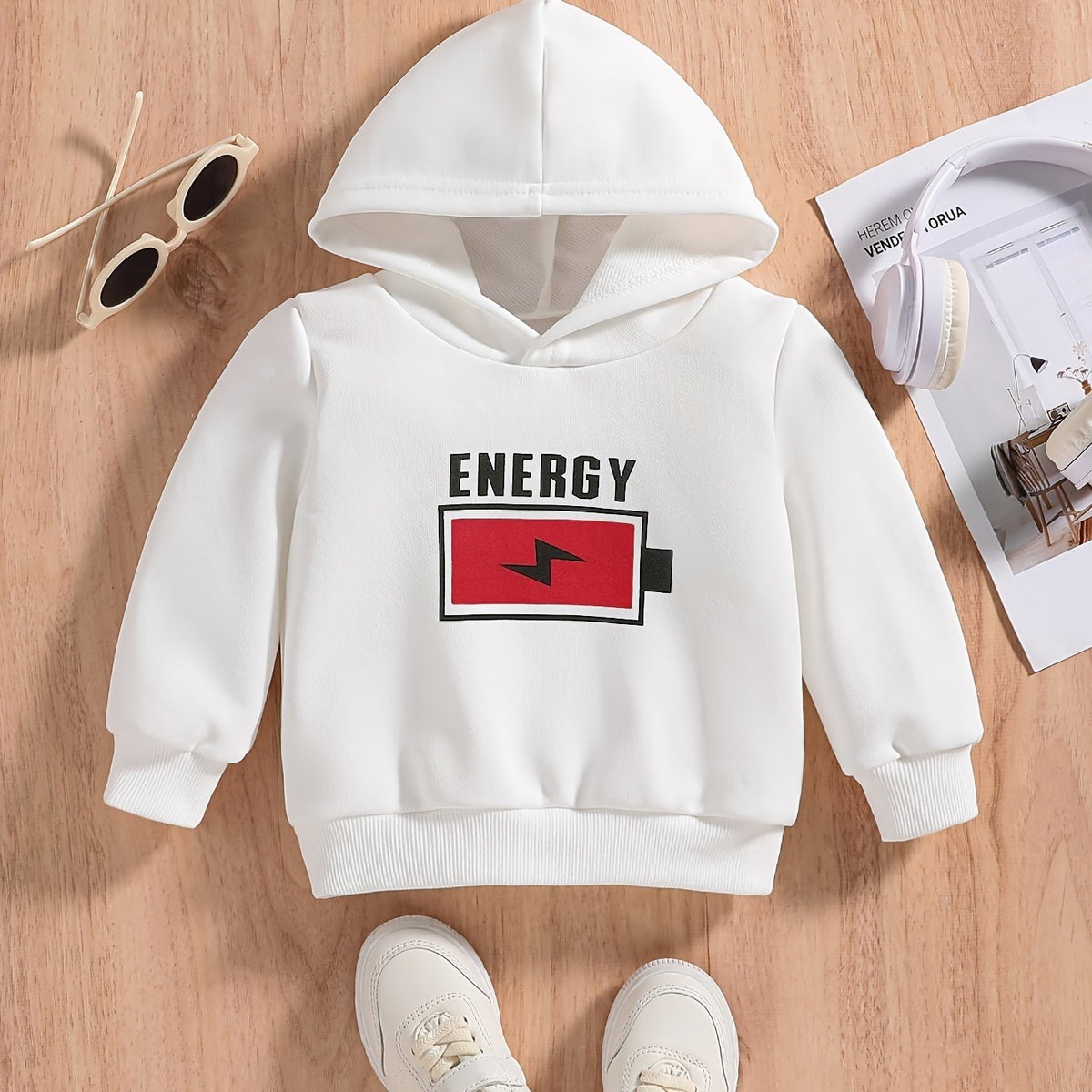 Energy Print Baby Boys Hooded Pullover Sweatshirt