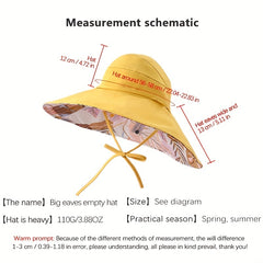 Leaf Pattern Print Sun Hat Wide Brim Sunshade Visor Hat