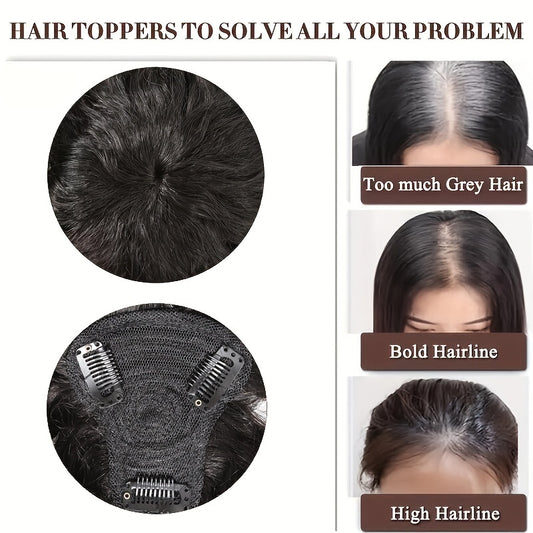 10" Curly Wave Hair Topper 100% Human Hair Extensions Clip In