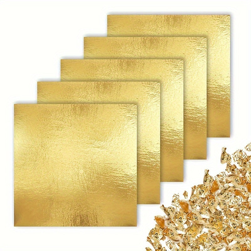 100 Sheets Golden Leaf Metallic Copper Foil for Arts and Crafts