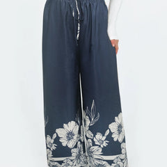  Floral Print Wide Leg Trousers