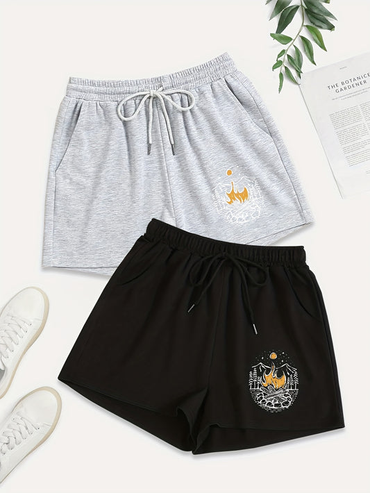 2 Pack Women's Plus Size Sporty Shorts Set