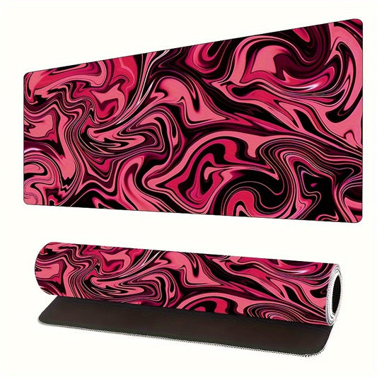 Red Topographic Abstract Waves Mouse Pad Anti Slip Rubber Desk Mat