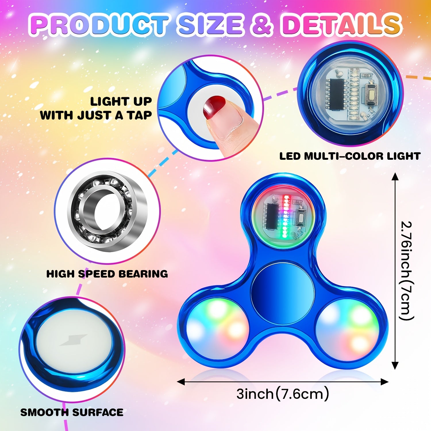 FIGROL LED Fidget Spinner with Glowing Lights Stress Relief Toy