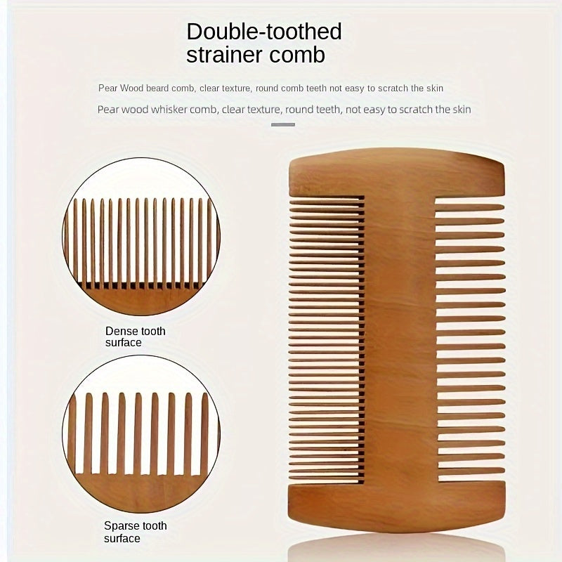 Beard Brush Comb Set Bristle Wooden Comb Facial Styling Grooming