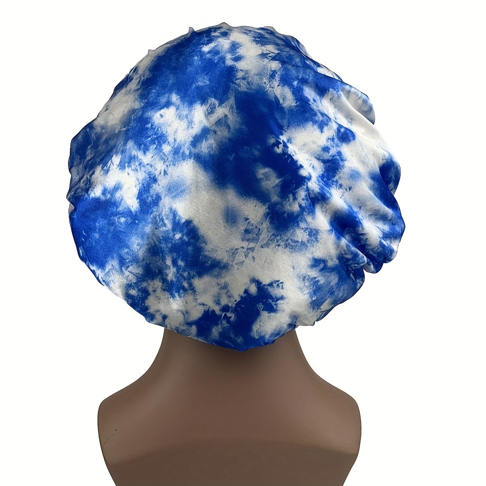 Tie Dye Satin Bonnet Curly Hair Large Silk Cap