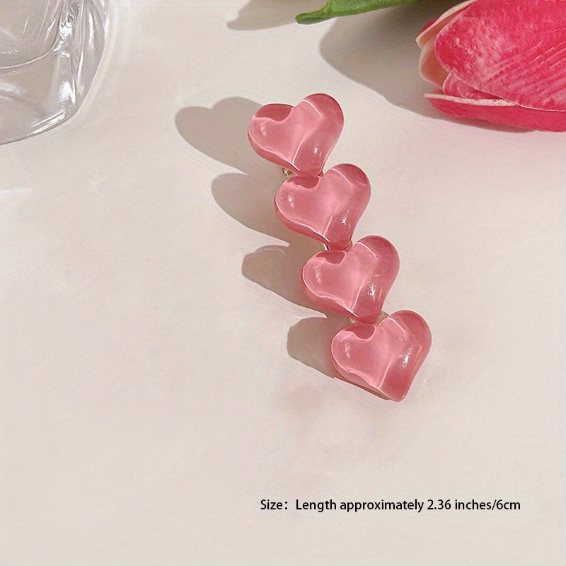 Y2K Jelly Pink Heart Hair Claw Mini Hair Claw