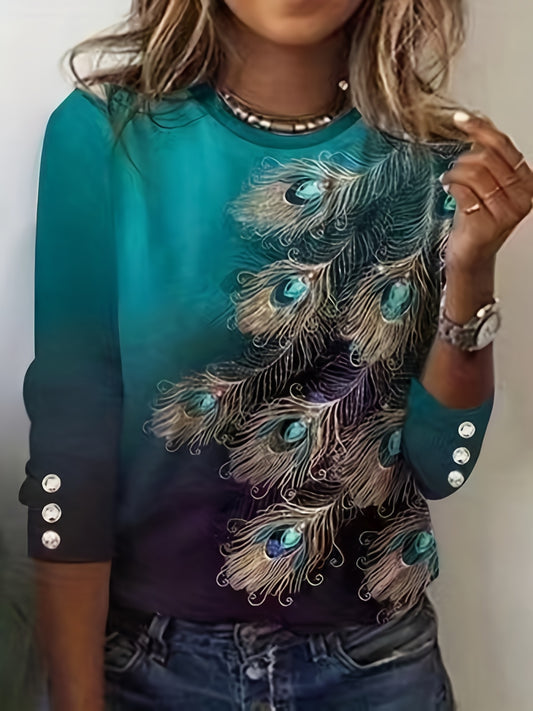 Abstract Print Crew Neck Sweatshirt