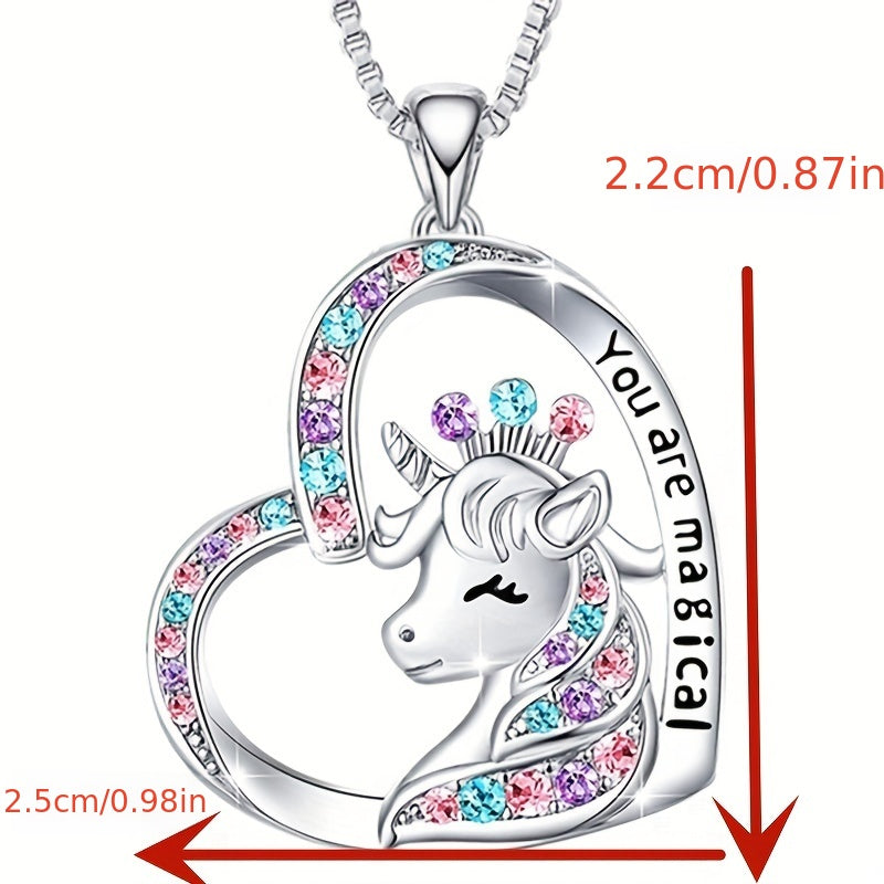 Girl Magical Lucky Unicorn Necklace Earrings Set Kids Accessories