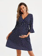 Polka Dot Ruffle Sleeve Maternity Dress