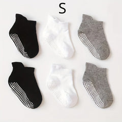 6 Pairs Boy's Non Slip Socks Cotton Blend Bottom Rubber Dot Soft Socks