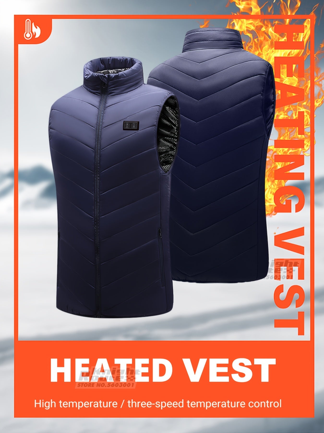 Men's 15 Areas Heated Vest Active Mid Stretch Zip Up Sleeveless Jacket