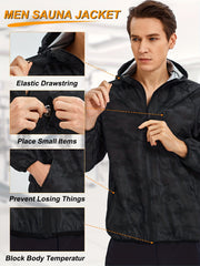 Men's Sweat Sauna Suit Hooded Jacket for Weight Loss