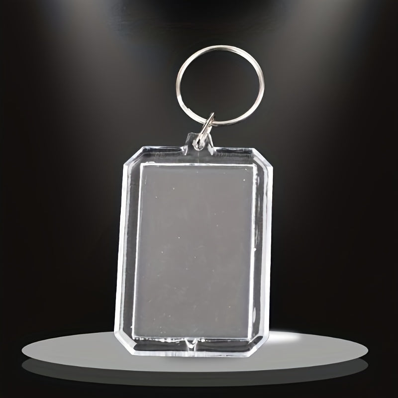 5pcs Octagonal Acrylic Photo Frame Keychain Transparent Keyring Pendant