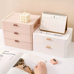 Plastic Desk Makeup Organizer with Drawer