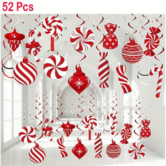 52pcs Christmas Peppermint Candy Hanging Decorations Xmas Party Ceiling Swirls