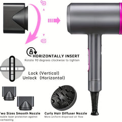 2000W Hair Dryer With Diffuser Powerful Ionic Blow Dryer AC Motor Hot Cold Wind