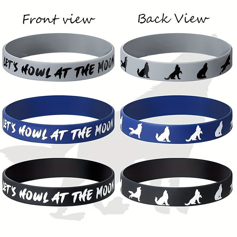 3Pcs Wolf Themed Party Silicone Bracelets