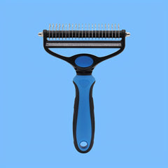 2-in-1 Pet Grooming Brush for Dogs & Cats Deshedding Tool Dematting Rake
