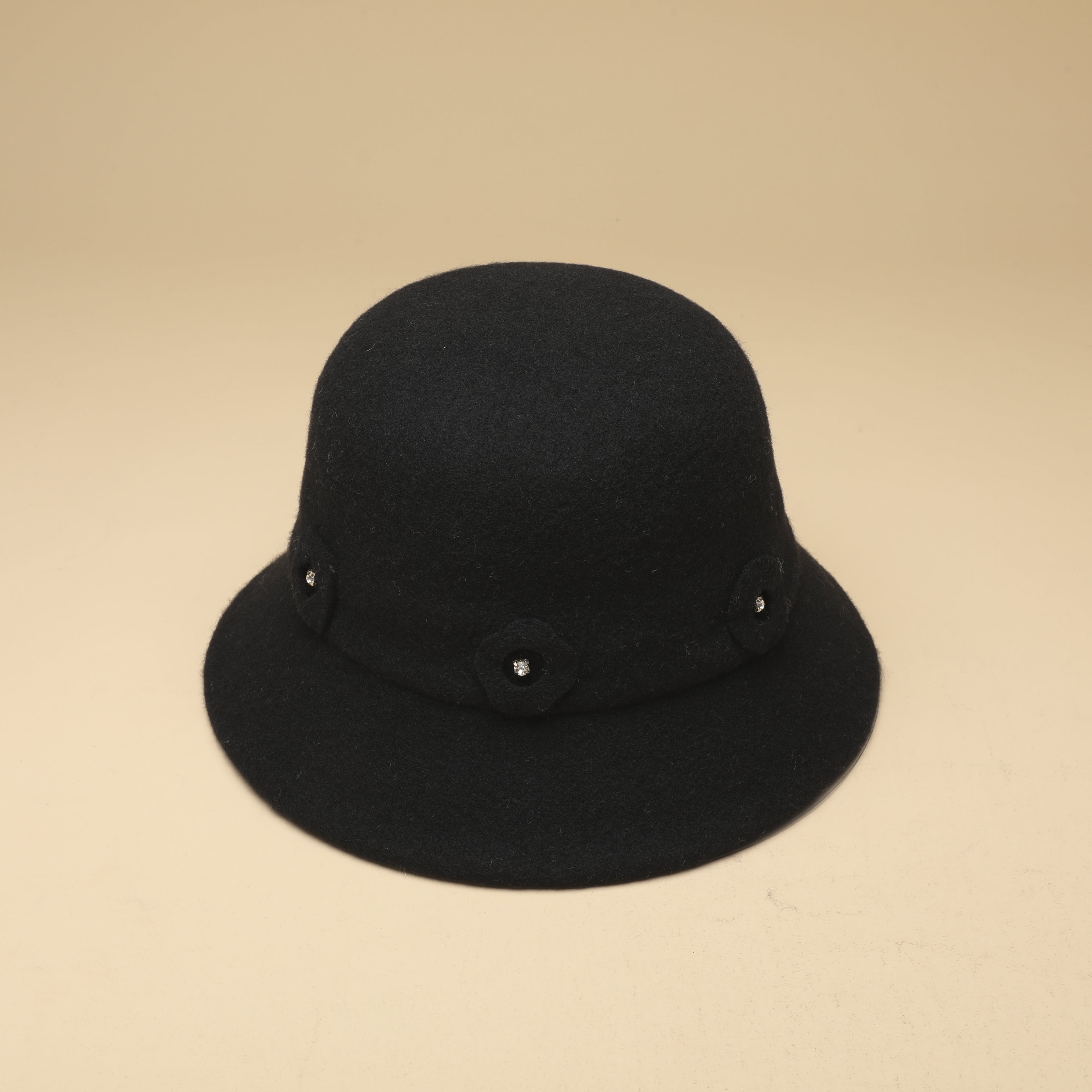 Wool Winter Bucket Hat Small Flower Fisherman Cap For Women