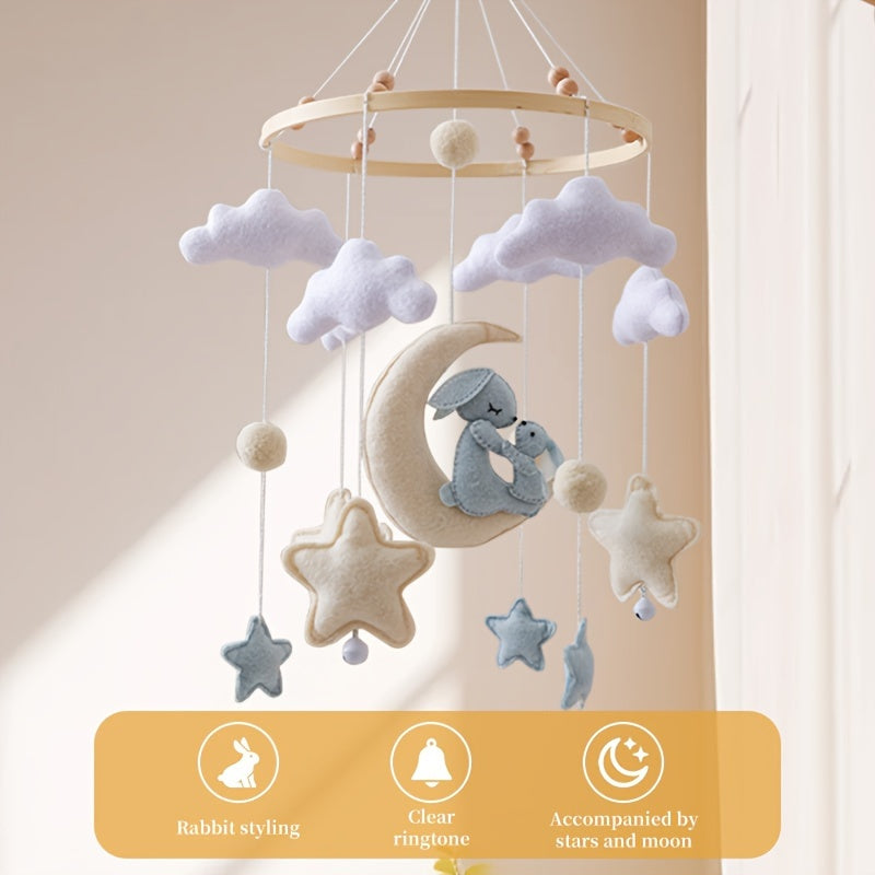 Moon Clouds Bunny Crib Mobile for Christening Gift