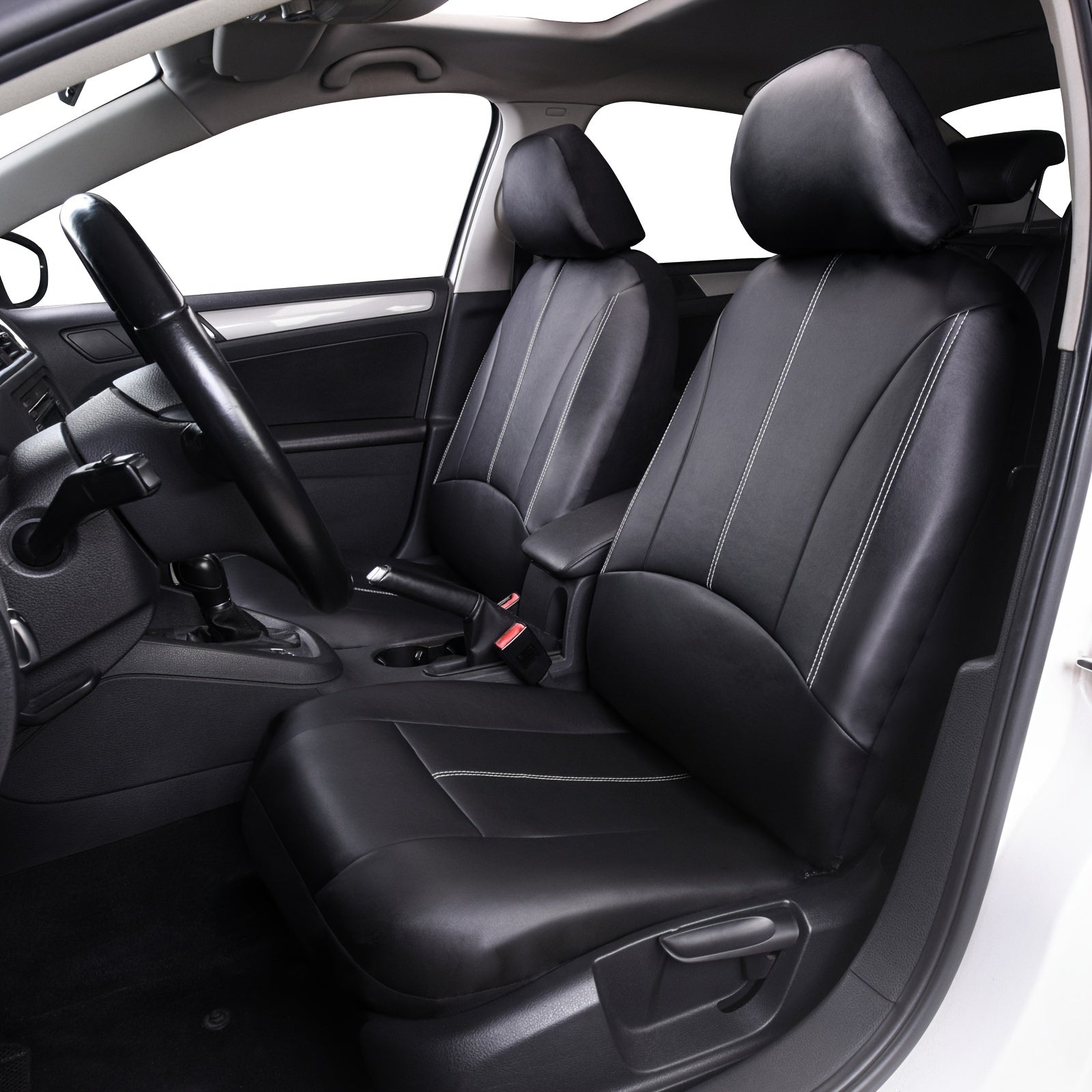 Perforated Leather 4pc Suit Car Seat Cover Set Business Style PVC