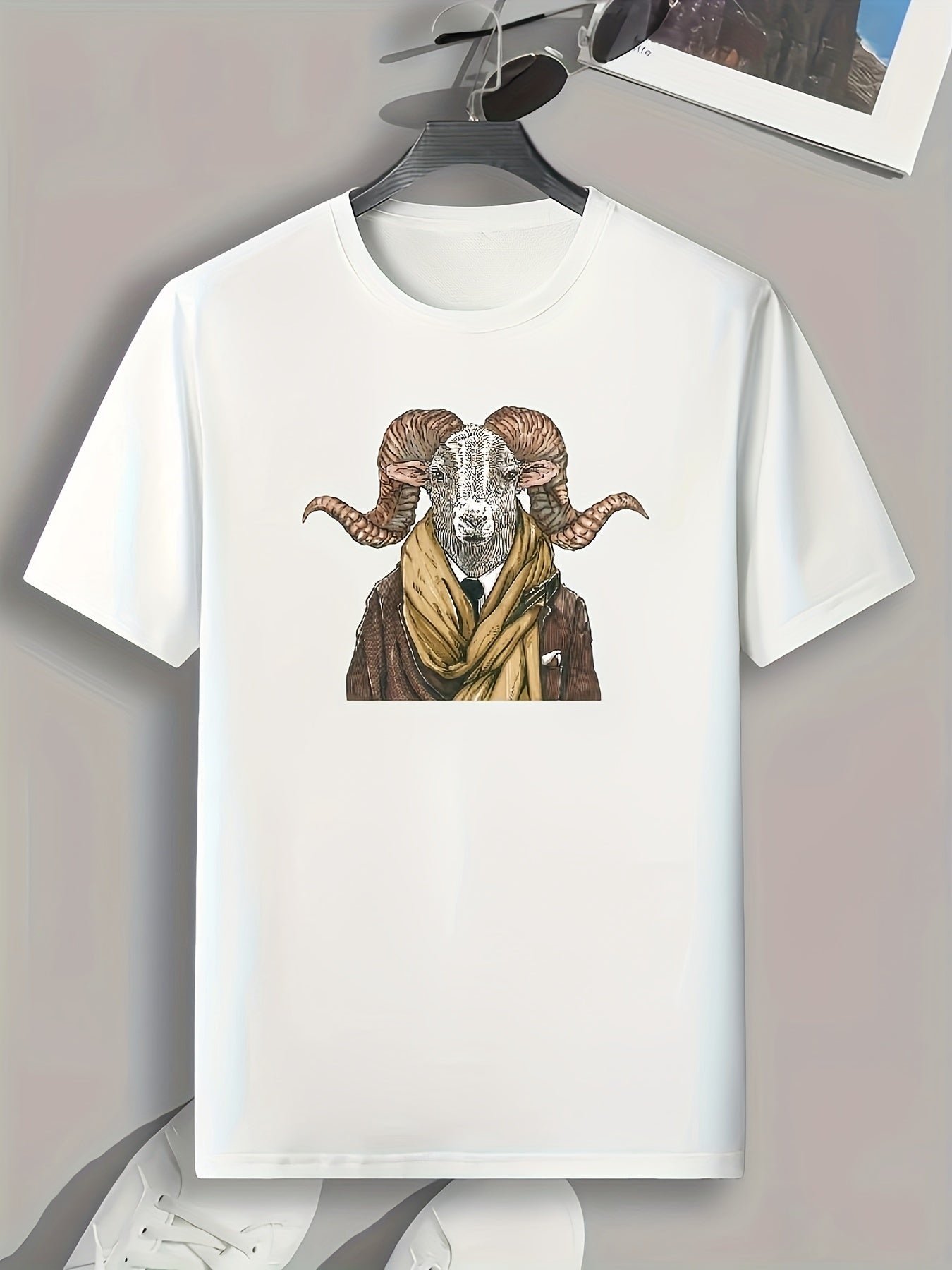 Goat Print Men's Graphic T shirt Casual Comfy Tees For Summer