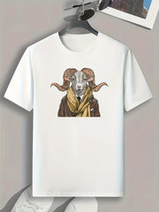Goat Print Men's Graphic T shirt Casual Comfy Tees For Summer