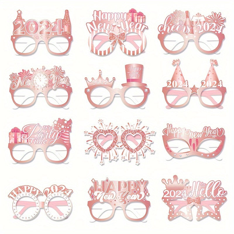12 Pieces Year Decorative Glasses Party Supplies Photo Props