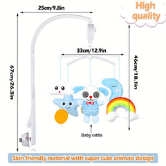 Baby Arrival Bed Bell Toy Animal Style with 360&deg; Rotating Music Box
