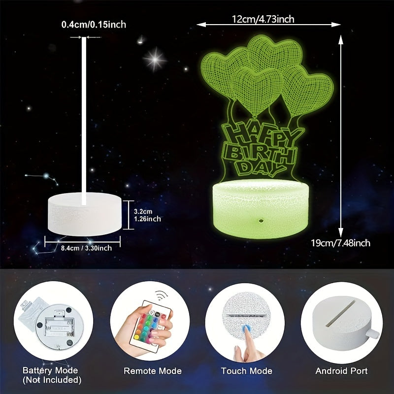 3D Night Lamp Remote Control 16 Colors Bedroom Decor Birthday Gift