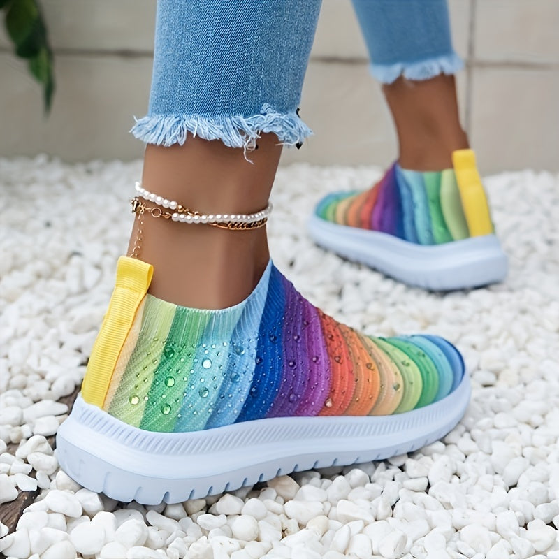 Rhinestone Decor Woven Slip-On Sneakers - Lightweight & Comfortable