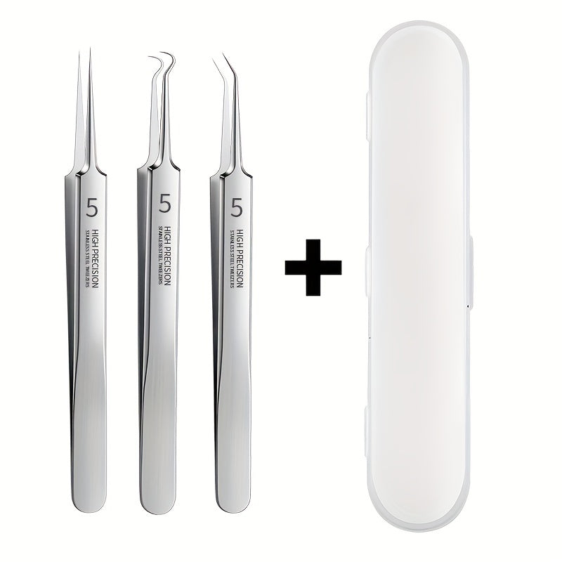 3pcs Professional Tweezers Ultra Fine Pimple Tweezers Beauty Tool Face Care
