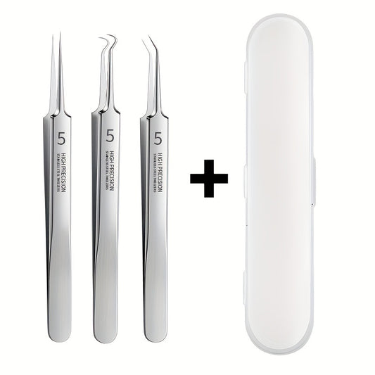 3pcs Professional Tweezers Ultra Fine Pimple Tweezers Beauty Tool Face Care